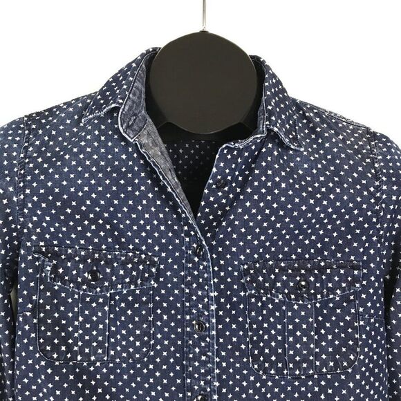J. Crew Keeper Chambray Shirt Women's Size 0 Star Dot 100% Cotton Casual - Picture 3 of 12